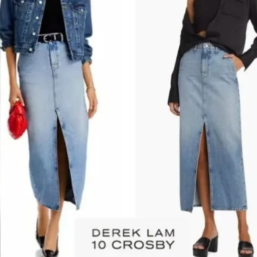 Derek Lam 10 Crosby Vintage Sutton High Waist Denim Maxi Skirt Size: 28 NWT